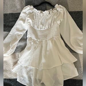 Amazon White Ruffled Dress